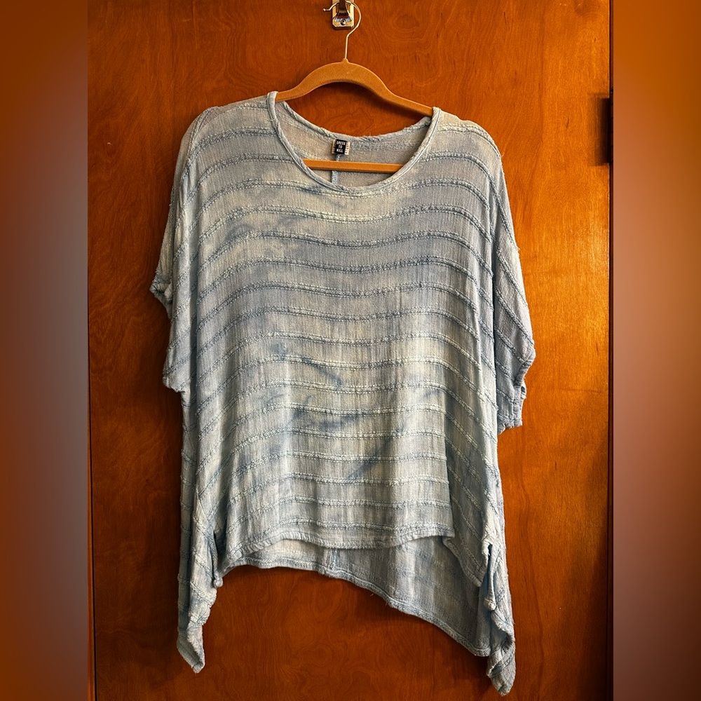 Elegant Light Blue Striped Women's Tunic